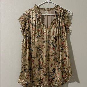 Floral Ruffle Sleeve Blouse